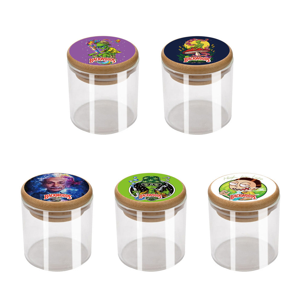Backwoods Glass Storage Jar with Wood Lid 5.6cm