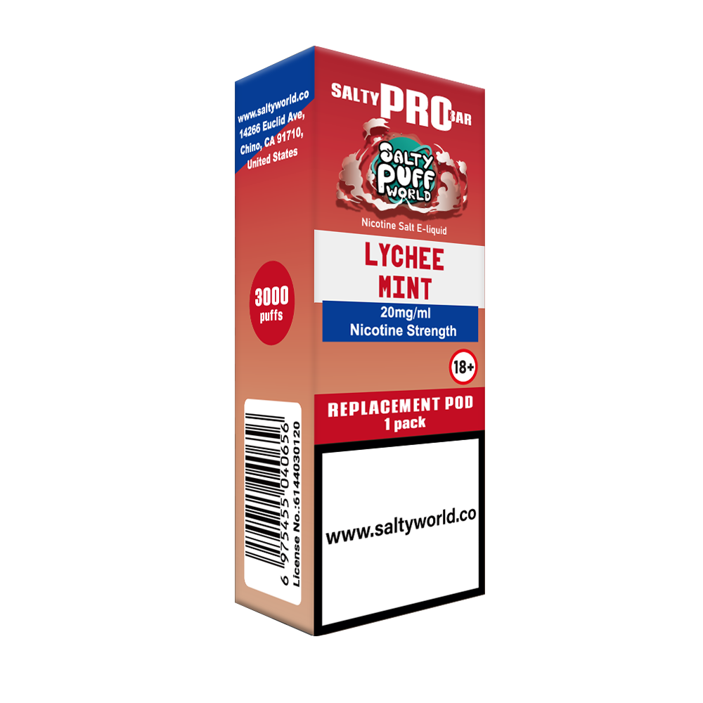 Lychee Mint -Salty Pro Bar Replacement Pod 11.4mg/mL